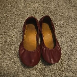 Burgundy Leather Ballet Flats